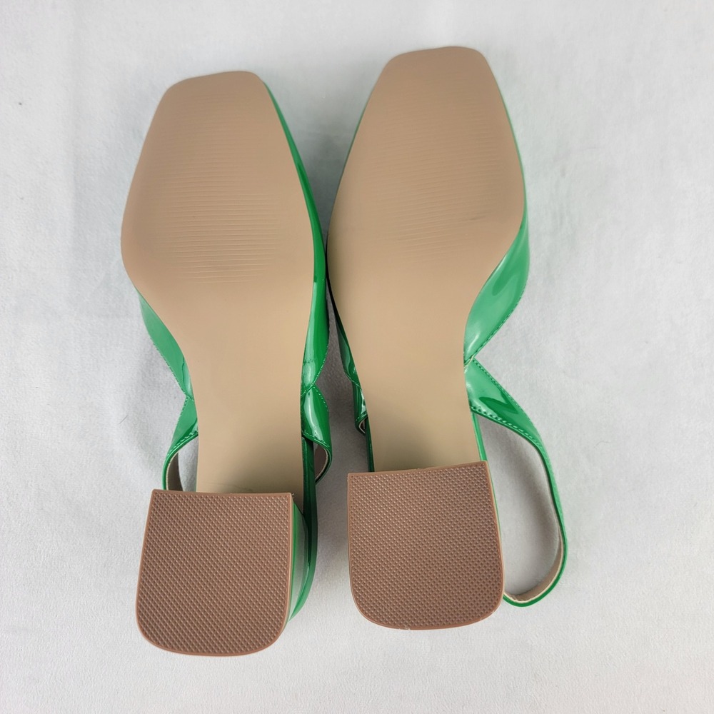Madden Girl Novvaa Green Patent Slingback Block Heel Square Toe Pumps 7M - Picture 8 of 9